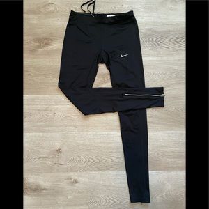 Nike Dri-Fit Running Leggings Black Full Length with Key Holder Small